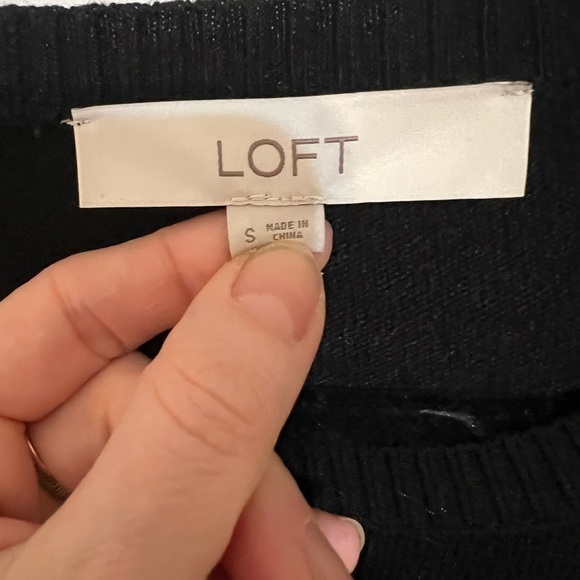 Ann Taylor LOFT FAIRISLE STUDDED SEQUIN SWEATER ~ Size Small Wool Blend Black - Picture 7 of 7